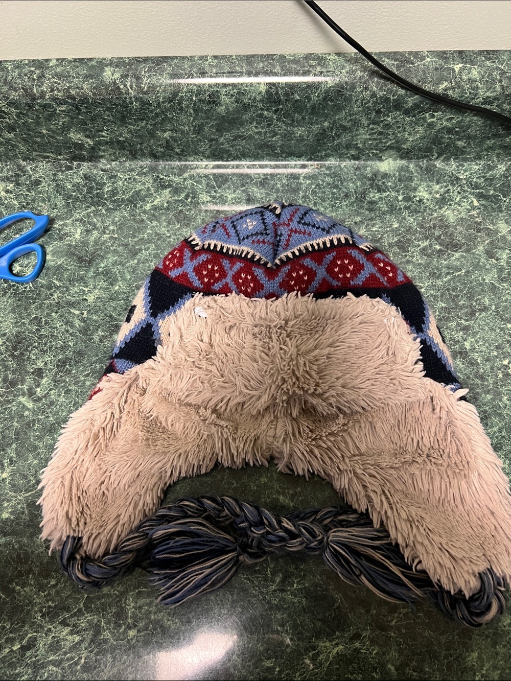 Muk Luks Fair Isle Knit Trapper Hat Sherpa Lined Beanie